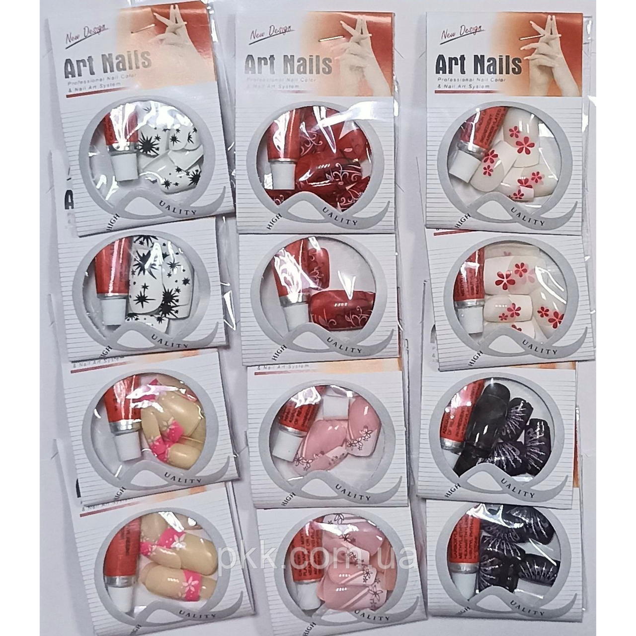 Накладні нігті кольорові Art Nails 12 штук з клеєм № 05 Накладні нігті кольорові Art Nails 12 штук з клеєм № 05