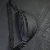 Бананка з натуральної шкіри, сумка чоловіча-жіноча барсетка чорна сумочка. Зображення №7