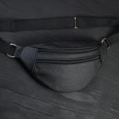 Бананка з натуральної шкіри, сумка чоловіча-жіноча барсетка чорна сумочка. Зображення №8