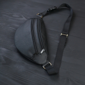 Бананка з натуральної шкіри, сумка чоловіча-жіноча барсетка чорна сумочка. Зображення №11