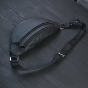 Бананка з натуральної шкіри, сумка чоловіча-жіноча барсетка чорна сумочка. Зображення №12