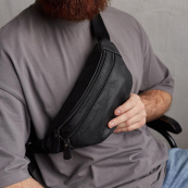 Бананка з натуральної шкіри, сумка чоловіча-жіноча барсетка чорна сумочка. Зображення №16