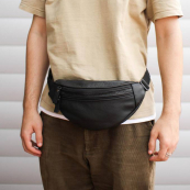 Бананка з натуральної шкіри, сумка чоловіча-жіноча барсетка чорна сумочка. Зображення №17