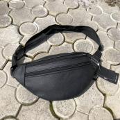 Бананка з натуральної шкіри, сумка чоловіча-жіноча барсетка чорна сумочка. Зображення №25