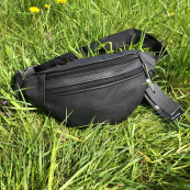 Бананка з натуральної шкіри, сумка чоловіча-жіноча барсетка чорна сумочка. Зображення №26