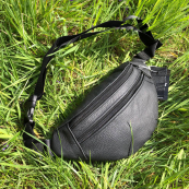 Бананка з натуральної шкіри, сумка чоловіча-жіноча барсетка чорна сумочка. Зображення №28