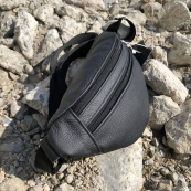 Бананка з натуральної шкіри, сумка чоловіча-жіноча барсетка чорна сумочка. Зображення №31