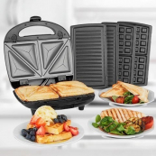 Мультимейкер Crownberg CB-1075 3 В 1 Гриль Сендвичница Вафельница. Изображение №3