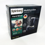 Міксер ручний Rainberg RB-2216 (5 швидкостей, 2 насадки та підставка) 600W, потужний міксер блендер ручний. Зображення №3