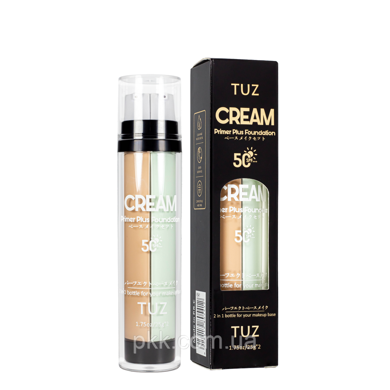 База та тональний крем 2 в 1 TUZ Primer Plus Foundation Spf 50, 2 х 25 г База та тональний крем 2 в 1 TUZ Primer Plus Foundation Spf 50, 2 х 25 г