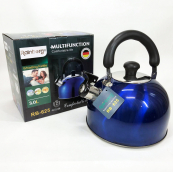 Чайник Rainberg RB-625 із нержавіючої сталі зі свистком 3л гарний чайник для газової плити. Колір: синій. Зображення №4