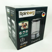 Дисковый электрический чайник Rainberg RB-709 стеклянный с подсветкой, бесшумный чайник. Цвет: черный. Изображение №4