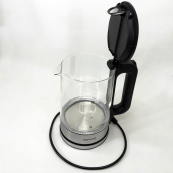 Дисковый электрический чайник Rainberg RB-709 стеклянный с подсветкой, бесшумный чайник. Цвет: черный. Изображение №12