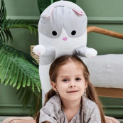 Гігантська м'яка плюшева іграшка Довгий Кіт Батон котейка-подушка 110 см. Колір: сірий. Зображення №3