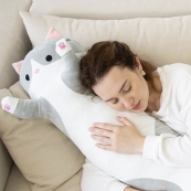 Гігантська м'яка плюшева іграшка Довгий Кіт Батон котейка-подушка 110 см. Колір: сірий. Зображення №5