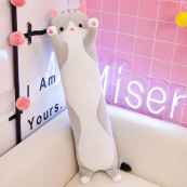 Гігантська м'яка плюшева іграшка Довгий Кіт Батон котейка-подушка 110 см. Колір: сірий. Зображення №7