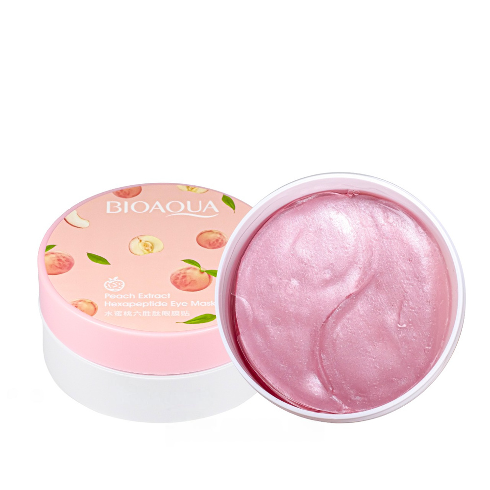 Гідрогелеві патчі для зони очей з екстрактом персика Bioaqua Peach Extract Hexapeptide Eye Mask омолоджувальні Гідрогелеві патчі для зони очей з екстрактом персика Bioaqua Peach Extract Hexapeptide Eye Mask омолоджувальні