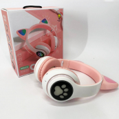 Беспроводные LED наушники с кошачьими ушками CAT STN-28. Цвет: розовый. Изображение №2