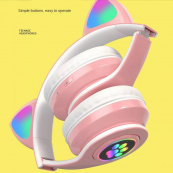 Беспроводные LED наушники с кошачьими ушками CAT STN-28. Цвет: розовый. Изображение №5