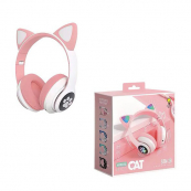 Беспроводные LED наушники с кошачьими ушками CAT STN-28. Цвет: розовый. Изображение №8