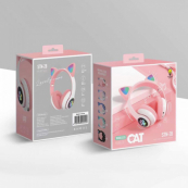 Беспроводные LED наушники с кошачьими ушками CAT STN-28. Цвет: розовый. Изображение №9