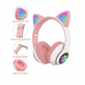 Беспроводные LED наушники с кошачьими ушками CAT STN-28. Цвет: розовый. Изображение №12