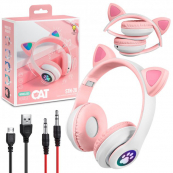 Беспроводные LED наушники с кошачьими ушками CAT STN-28. Цвет: розовый. Изображение №14