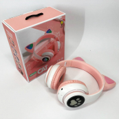 Беспроводные LED наушники с кошачьими ушками CAT STN-28. Цвет: розовый. Изображение №35