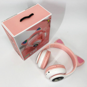 Беспроводные LED наушники с кошачьими ушками CAT STN-28. Цвет: розовый. Изображение №36