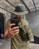 Качественная тактическая сумка, укрепленная мужская сумка рюкзак тактическая слинг. Цвет: хаки. Изображение №24