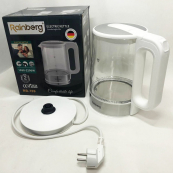 Дисковий електричний чайник Rainberg RB-709 скляний з підсвічуванням, чайник електро. Колір: білий. Зображення №2