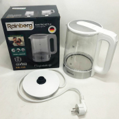 Дисковий електричний чайник Rainberg RB-709 скляний з підсвічуванням, чайник електро. Колір: білий. Зображення №5