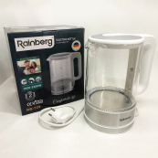 Дисковий електричний чайник Rainberg RB-709 скляний з підсвічуванням, чайник електро. Колір: білий. Зображення №6