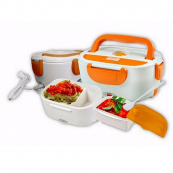 Ланч бокс електричний із підігрівом Lunch Heater 220V Pro, контейнер для їжі з відсіками. Колір: помаранчевий. Зображення №2
