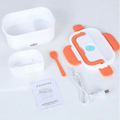 Ланч бокс електричний із підігрівом Lunch Heater 220V Pro, контейнер для їжі з відсіками. Колір: помаранчевий. Зображення №11