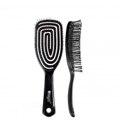 Щітка для волосся Salon Professional масажна пластмасова продувна спіральна, чорна. Зображення №4