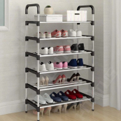 Полиця для взуття Shoe Rack 6 полиць Органайзер стійка 6 секцій 56х28х113см. Колір: чорний. Зображення №2