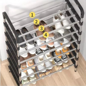 Полиця для взуття Shoe Rack 6 полиць Органайзер стійка 6 секцій 56х28х113см. Колір: чорний. Зображення №4