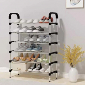 Полиця для взуття Shoe Rack 6 полиць Органайзер стійка 6 секцій 56х28х113см. Колір: чорний. Зображення №6