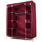 Шкаф тканевый 3 секции складной с каркасом STORAGE WARDROBE 175 х 130 х 45 см. Цвет: красный. Изображение №2