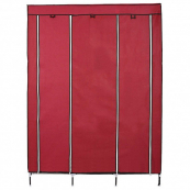 Шкаф тканевый 3 секции складной с каркасом STORAGE WARDROBE 175 х 130 х 45 см. Цвет: красный. Изображение №3