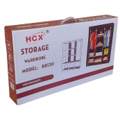 Шафа тканинна 3 секції складана з каркасом STORAGE WARDROBE 175 х 130 х 45 см Каркасна. Колір: синій. Зображення №3