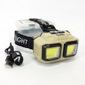 Ліхтар налобний акумуляторний Bailong HX-816 2COB(white+red) вологозахист, Ліхтар на голову для бігу. Зображення №2