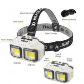 Ліхтар налобний акумуляторний Bailong HX-816 2COB(white+red) вологозахист, Ліхтар на голову для бігу. Зображення №3