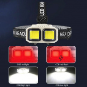 Ліхтар налобний акумуляторний Bailong HX-816 2COB(white+red) вологозахист, Ліхтар на голову для бігу. Зображення №7
