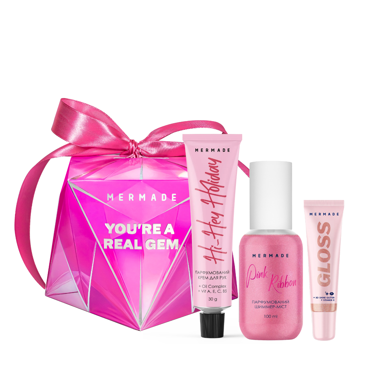 Подарунковий набір косметики для догляду за тілом 3 в 1 Mermade Diamond "You're a Real Gem" Подарунковий набір косметики для догляду за тілом 3 в 1 Mermade Diamond "You're a Real Gem"