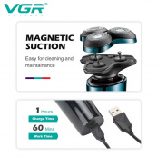 Багатофункціональна професійна електробритва VGR 3 в 1 V-303: бритва, триммер та стрижка. Зображення №4