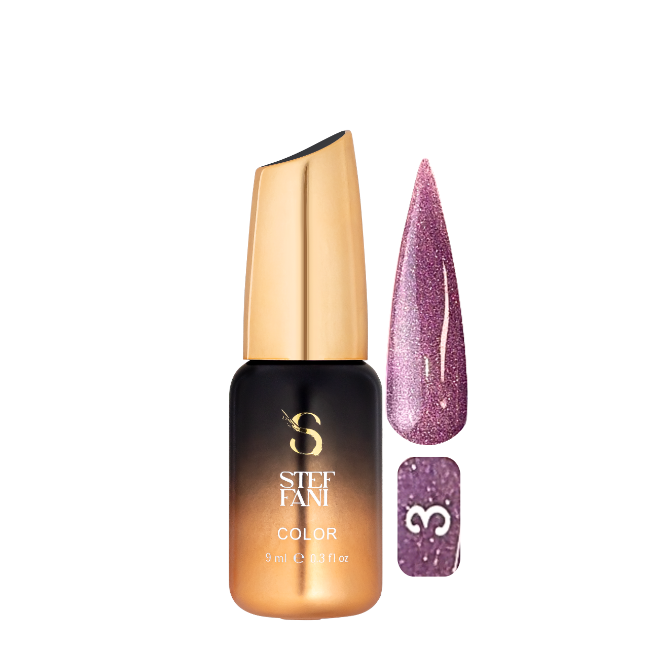 Гель-лак для нігтів із блискітками Steffani Color Gel Polish Starlight 9 мл, 03 Пурпурний із шиммером Гель-лак для нігтів із блискітками Steffani Color Gel Polish Starlight 9 мл, 03 Пурпурний із шиммером