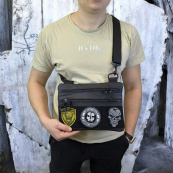 Чоловіча сумка кобура з натуральної шкіри, для скритого носіння з кобурою, чоловічий месенджер. Зображення №6