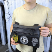 Чоловіча сумка кобура з натуральної шкіри, для скритого носіння з кобурою, чоловічий месенджер. Зображення №9